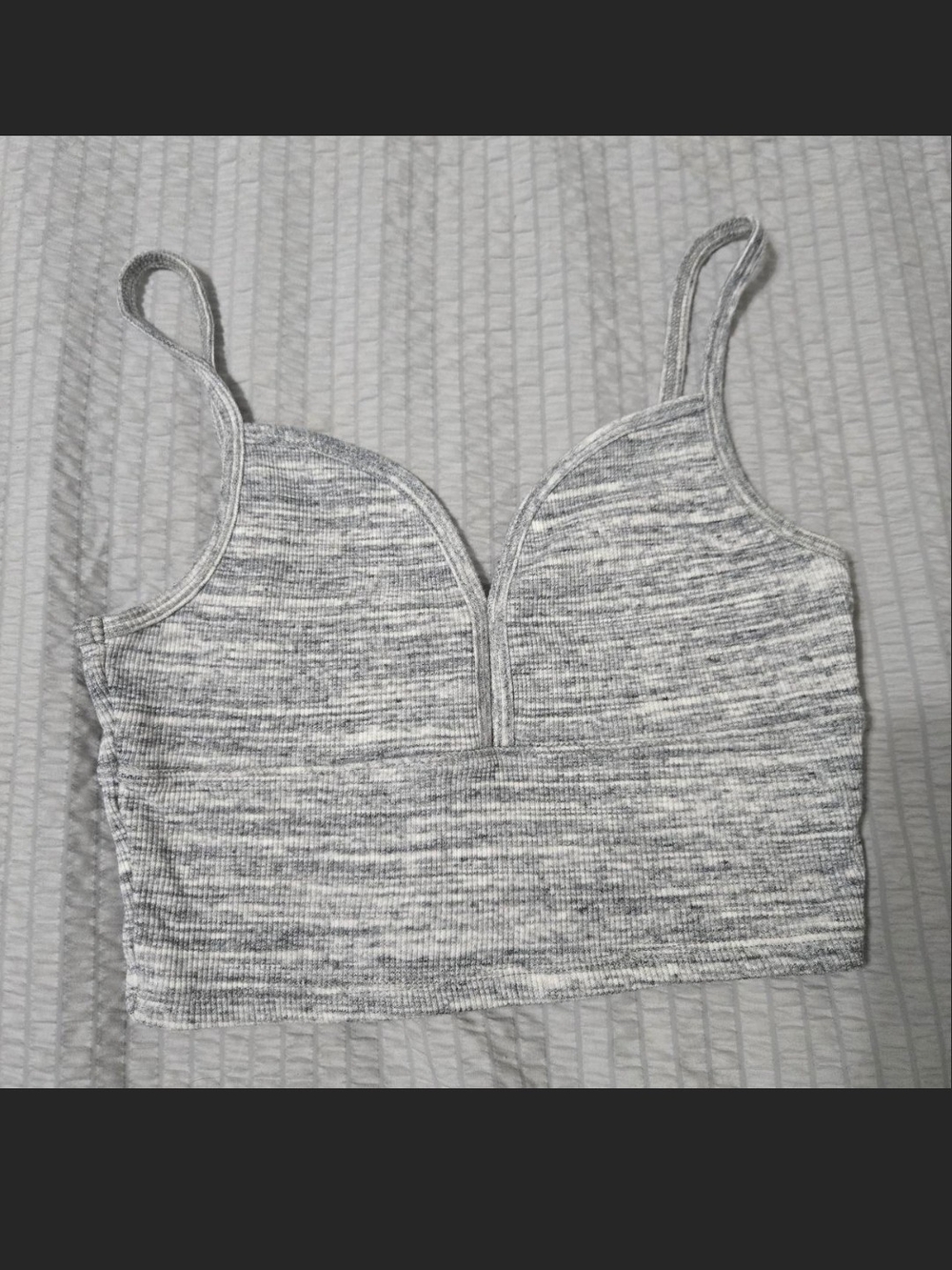 Hollister Gray Heather Ribbed V-Crop Tank
